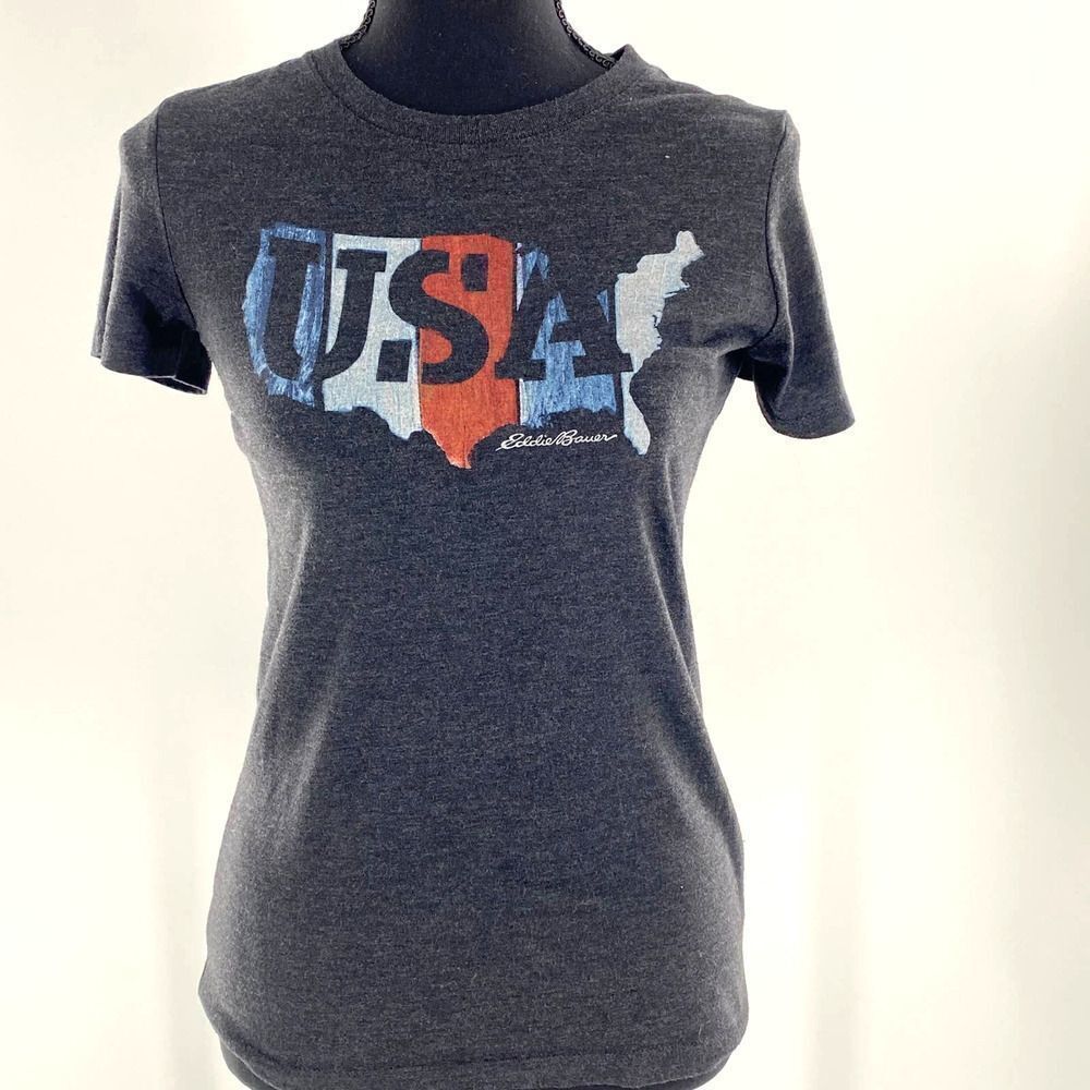 Eddie Bauer Women's USA Gray T-shirt XS